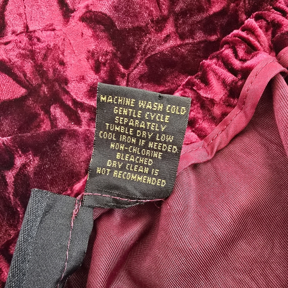 Grace Dane Lewis Crushed Velvet Burgundy Maroon Full Skirt Elastic Waist Size 14 - Picture 7 of 8